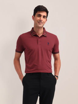 U.S. POLO ASSN. - Mens Maroon Solid Polo T-Shirt