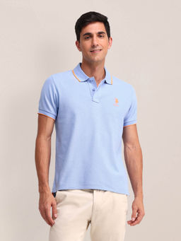 U.S. POLO ASSN. - Mens Blue Solid Polo T-Shirt
