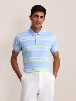 U.S. POLO ASSN. - Mens Blue Stripes Polo T-Shirt