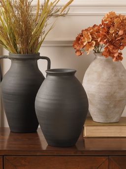 Pure Home + Living - Charcoal Textured Terracotta Vase