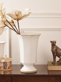 Pure Home + Living - White Hexagonal Terracotta Vase