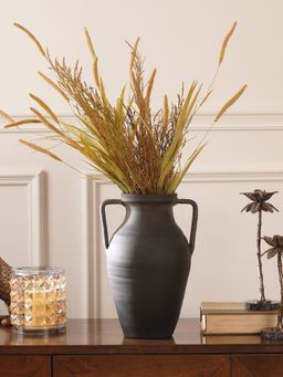 Pure Home + Living - Charcoal Textured Terracotta Vase With Handles