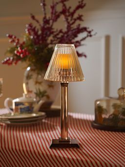 Pure Home + Living - Amber Ribbed Glass Lamp Shaped Candle Holder