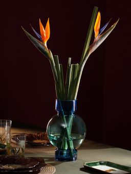 Pure Home + Living - Blue & Green Ombre Geometric Glass Vase