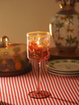 Pure Home + Living - Old Rose & Gold Glass Stem Candle Holder