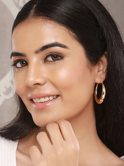 Saraf RS Jewellery - Anti-Tarnish Gold Plated U -Shaped Chunky Hoop Earring