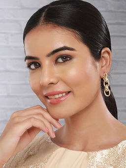 Saraf RS Jewellery - Anti-Tarnish Gold Plated Link Luxe Drop Earring