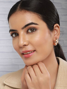 Saraf RS Jewellery - Anti-Tarnish18k Gold Plated Dome Shaped Half Hoop Earring