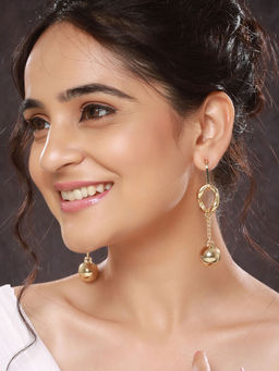 Saraf RS Jewellery - Anti-Tarnish Gold Plated Rope Ball Drop Earring