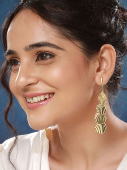 Saraf RS Jewellery - Anti-Tarnish Gold Plated Geometric Drop Down Earring