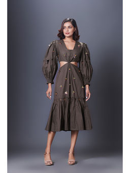 Deepika Arora - Olive Cutout Dress