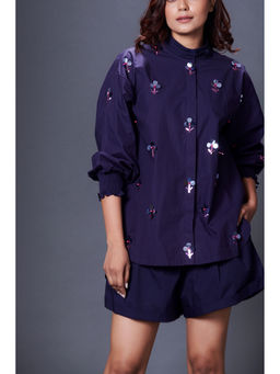 Deepika Arora - Navy Blue Embellished Shirt