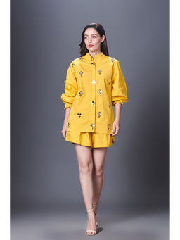 Deepika Arora - Yellow Embellished Shirt