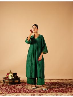 Tangerine by ASFA - Green Anarkali Kurta with Palazzo (Set of 2)