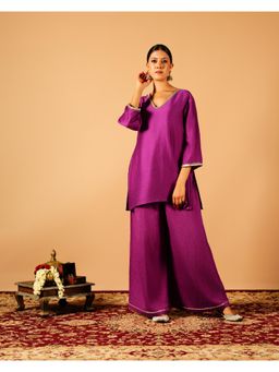 Tangerine by ASFA - Purple Short Kurti with Palazzo (Set of 2)