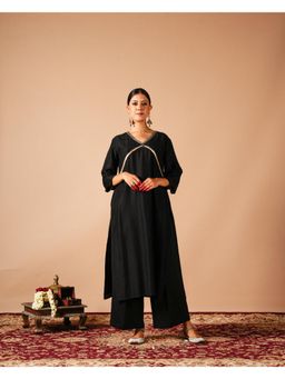 Tangerine by ASFA - Black Kurta with Palazzo (Set of 2)