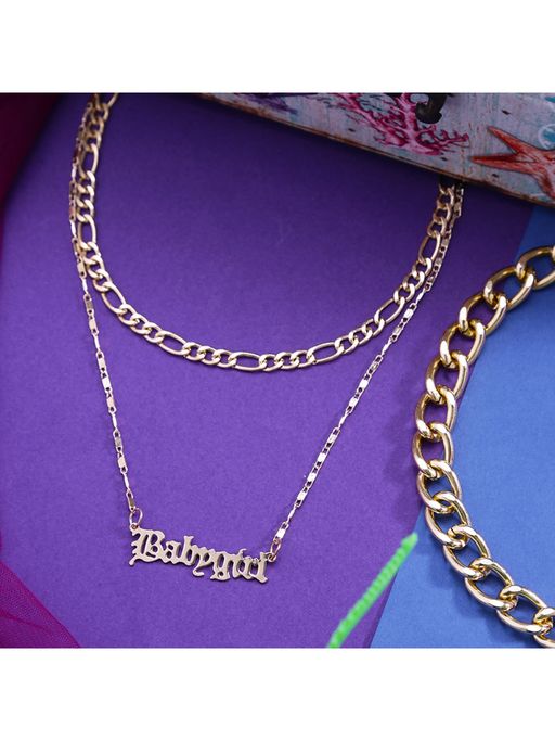 Yellow Chimes Set Of 2 Gold-Toned Layered Necklace