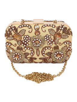 The Purple Sack - Gold Embroidered Clutch