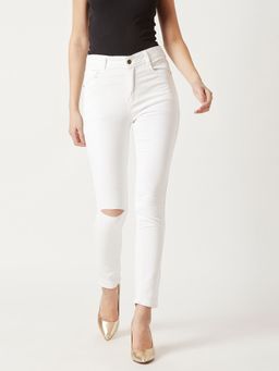 Miss Chase - Women's White Skinny High Rise Stretchable Denim Jeans