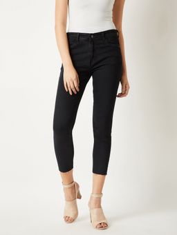 Miss Chase - Women's Black High Rise Cropped Length Stretchable Denim Jeans