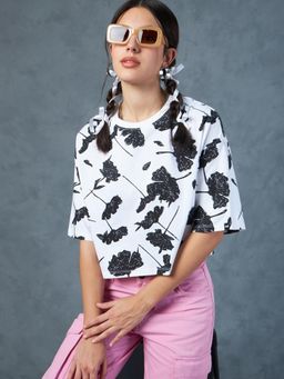 Bewakoof - Women's White All Over Printed Oversized Short Top