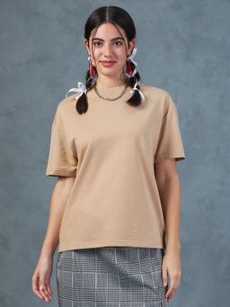 Bewakoof - Heavy Duty 1.0 Women's Brown Oversized T-shirt