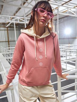 Bewakoof - Heavy Duty 1.0 Women's Pink Peace Seeker Graphic Printed Hoodies