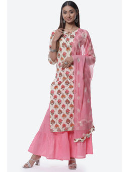 Biba - Pink Cotton Unstitched Suit (Set of 3)