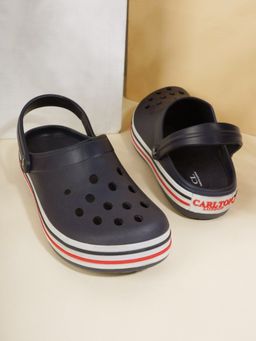 Carlton London - Men Navy Blue Stripes Clogs