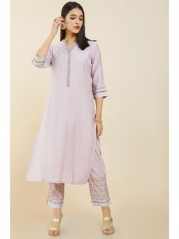 Soch - Women Purple Synthetic Printed Kurta (Set of 2)