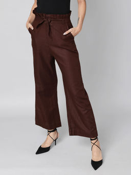 RAREISM - Brown Solid-plain Bottoms Pants And Trousers