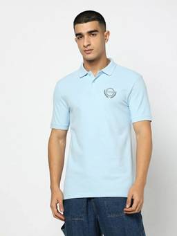 GAP - Men Blue Logo Half Sleeves Polo Neck T-shirt