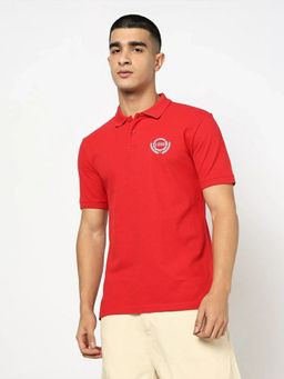 GAP - Men Red Logo Half Sleeves Polo Neck T-shirt