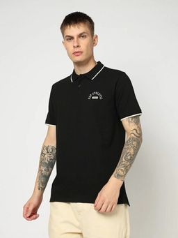 GAP - Men Black Logo Half Sleeves Polo T-shirt
