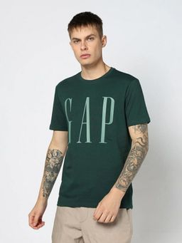 GAP - Men Green Logo Text Printed Half Sleeves T-shirt