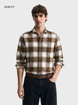 The Indian Garage Co - Men Brown Cotton Slim Fit Shirt