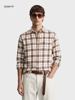 The Indian Garage Co - Men Brown Cotton Slim Fit Shirt