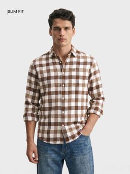 The Indian Garage Co - Men Khaki Cotton Slim Fit Shirt