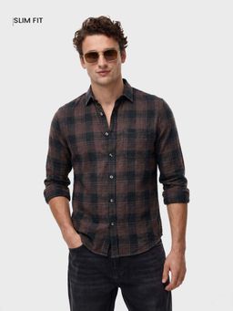 The Indian Garage Co - Men Brown Cotton Slim Fit Shirt