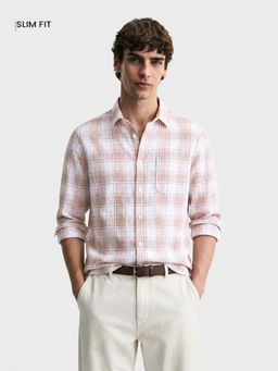 The Indian Garage Co - Men Beige Cotton Slim Fit Shirt