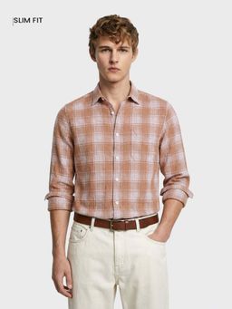 The Indian Garage Co - Men Brown Cotton Slim Fit Shirt
