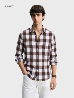 The Indian Garage Co - Men Brown Cotton Slim Fit Shirt