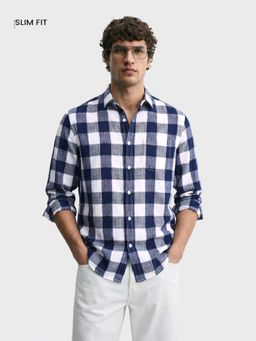 The Indian Garage Co - Men Blue Cotton Slim Fit Shirt