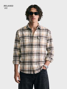 The Indian Garage Co - Men Grey Cotton Relaxed Fit Shirt