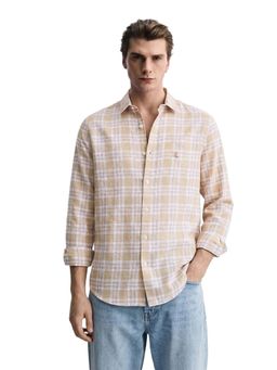The Indian Garage Co - Men Khaki Cotton Blend Slim Fit Shirt