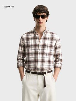 The Indian Garage Co - Men Brown Cotton Blend Slim Fit Shirt