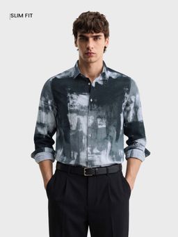 The Indian Garage Co - Men Grey Cotton Slim Fit Shirt