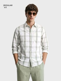The Indian Garage Co - Men White Cotton Blend Regular Fit Shirt