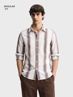 The Indian Garage Co - Men White Cotton Blend Regular Fit Shirt
