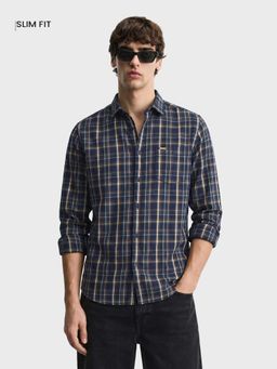 The Indian Garage Co - Men Blue Cotton Blend Slim Fit Shirt